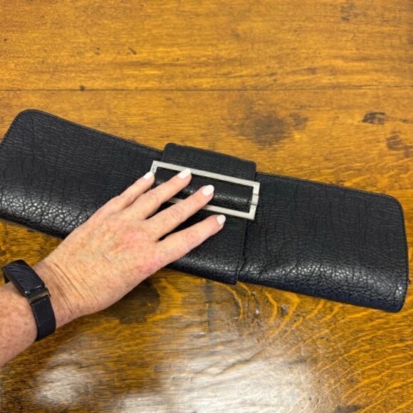 Long Sisley black clutch - faux leather - Picture 3 of 7